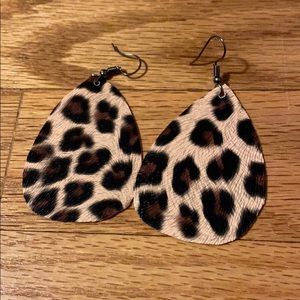 Leopard print teardrop earrings